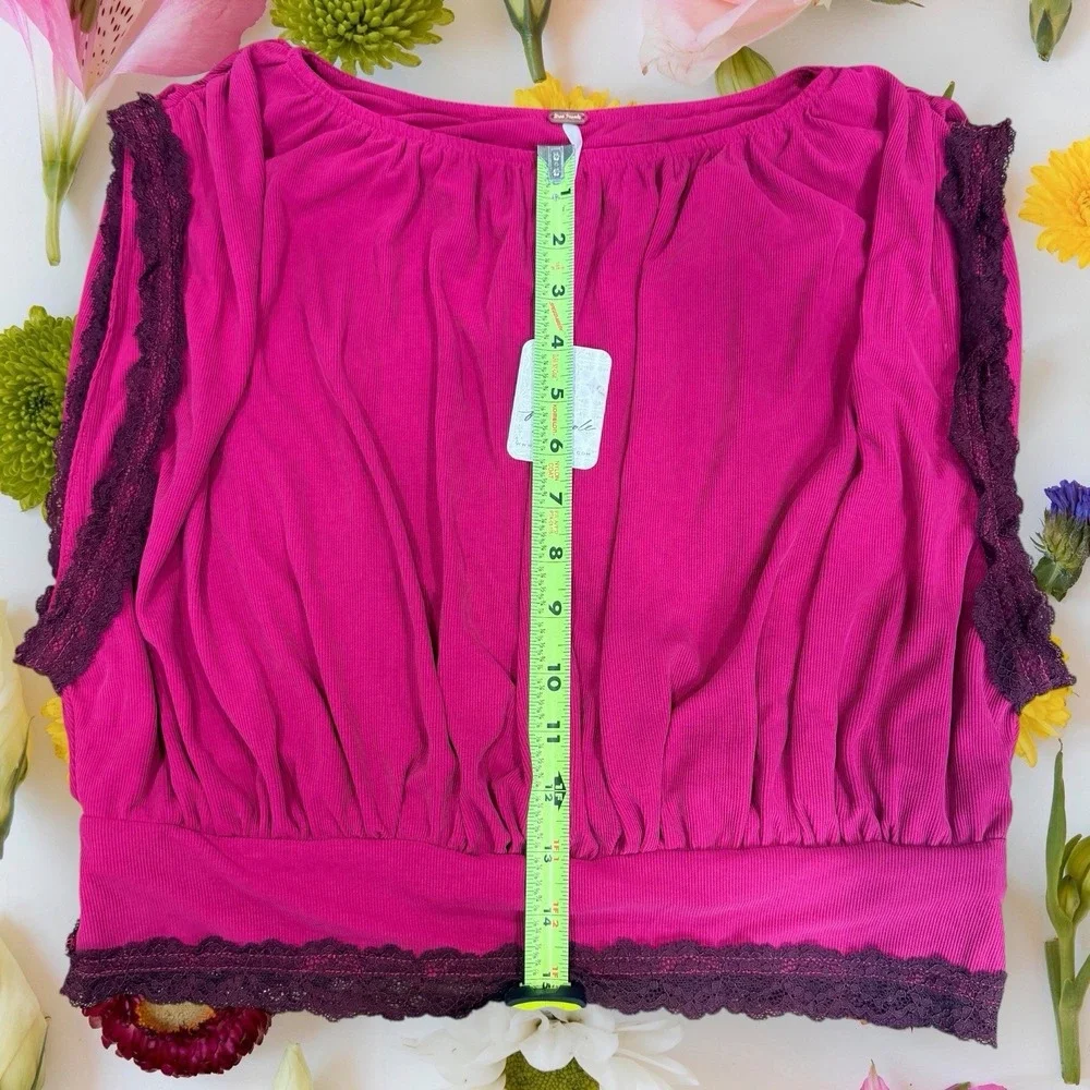 Free People 2 Piece Set Pink Crop Top & Skirt Outfit Boho Size‎ M NWT
